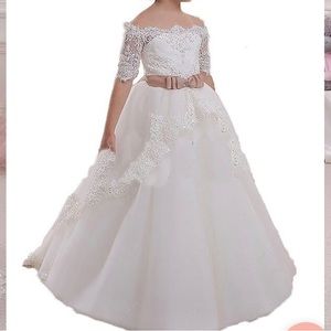 Kids long dress—-IVORY